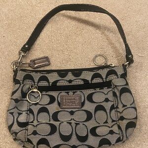 Coach Black and Gray Signature Wristlet